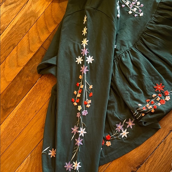 ASOS Petite Dark Green Floral Embroidered Long Sleeve Top - Picture 4 of 5